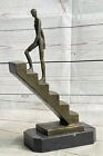 Hand Made Mario Nick Stair Climbing Bronze Statue: Abstract Modern Art for Home
