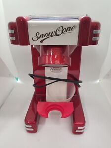 Retro Table Top Snow Cone Maker Vintage Shaved Ice Machine Red - USED