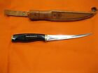 Vintage 1967 Normark Fiskars FIsh Filet Fishing Knife & Leather Sheath Finland