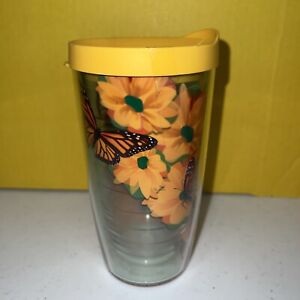 Tervis 16oz Monarch Butterfly And Orange Flower Design Tumbler & Yellow Lid