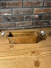 Vintage MCM Copper / Brass Planter Box w/ Blue Delft Handles Sits Flush Small
