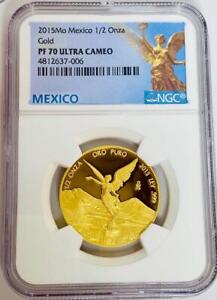 2015 Mexico 1/2 Onza Oro PROOF Libertad Gold Coin Graded PF 70 NGC Ultra Cameo