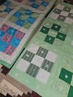2 Vintage Handmade Patchwork Baby Crib Lap Quilts 50X32 Blue Pink Green White