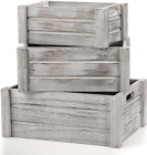 New Listing3 Pack Wood Crates with Handles, Rustic Nesting Storage Container Box Decorative