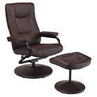 Costway Swivel PU Leather Recliner Chair Lounge Accent Armchair  w/ Ottoman