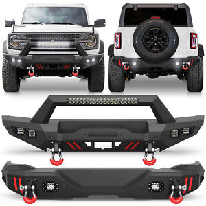 Fits for 2021-2024 Ford Bronco Front or Rear Bumper w/Winch Plate & LED Lights (For: 2021 Ford Bronco Big Bend)