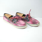 Sperry Top Sider Pink Plaid Sequin Sparkle Boat Shoes Women Sz 7M WO’s 9802703