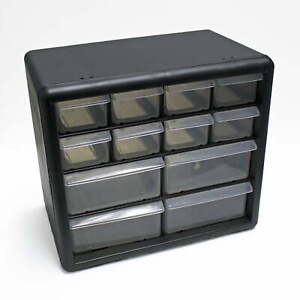 12 Drawer Plastic Bead Storage Box, Black, (Single)
