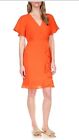 Michael Kors Women's Faux-Wrap Mini Dress, Optic Orange XL