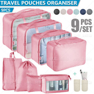 8/9PCS Travel Luggage Organiser Set Suitcase Storage Bags Clothing Packing Cubes