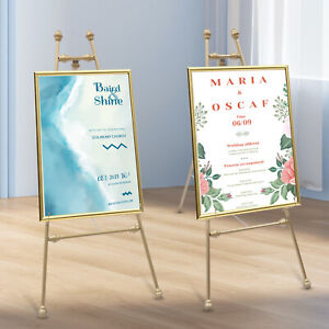 2pcs Golden Wedding Easel Stand Art Exhibition Car Show Gold Frame Display Stand