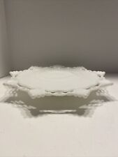 Westmoreland Milk Glass Round Footed Cake Plate Stand w/ Ring & Petal Design