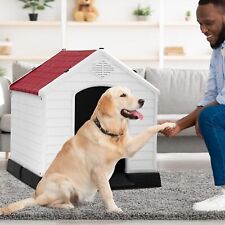Dog House Insulated Kennel Durable Plastic Dog House Water Resistant w/Air Vents