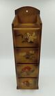 Small Vintage Wooden 4 Drawers  Sewing Notions Storage Box Japan Wall Mounted