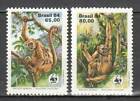 TK013 1984 BRAZIL WWF FAUNA MONKEYS PRIMATES ANIMALS #2052-53 1SET MNH