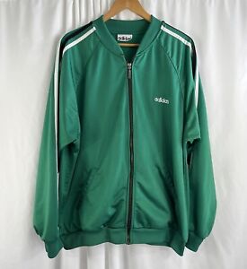 Vintage Adidas Track Jacket Green XL RARE Full Zip 3 Stripes 70s 80s