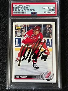 Bob Probert Detroit Red Wings 1992-93 Upper Deck Signed Autograph PSA DNA