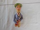 Antique Hand Carved Wood Wine Stopper With Mechanical Drinking Man