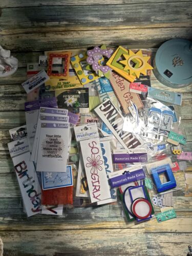 Assorted Lot Of Scrapbooking Stickers Supplies Cut Outs Frames Kits Etc