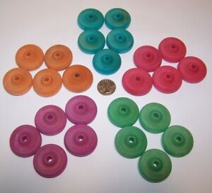 25 Parrot Bird Toy Parts Colored Wood Wooden Wheels 1-1/2