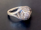 .925 Sterling Silver .71ctw  White Diamond Cocktail Ring Size abt  7
