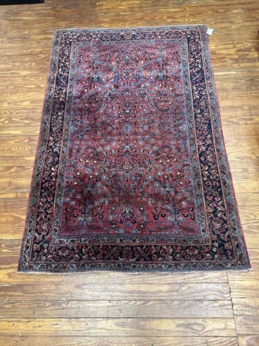 Antique Sarouk Vegetable Dye Floral Hand-knotted Area Rug 4’4”x6’6” 71