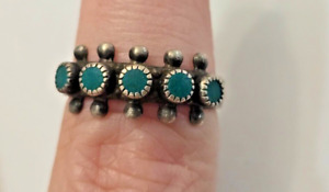 Vintage Native American 925 Sterling Silver Turquoise Band Ring Sz 6.25