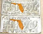 1980s Florida license plates ERROR DIE TEST off center Dade County Miami FL tags