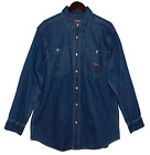 Chaps Mens Denim Shirt Jacket Shacket Sz M Patch Pockets Cotton Chore Barn Coat