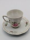 Vtg Three Crown China Germany Porcelain Hand Painted Floral Demitasse and saucer