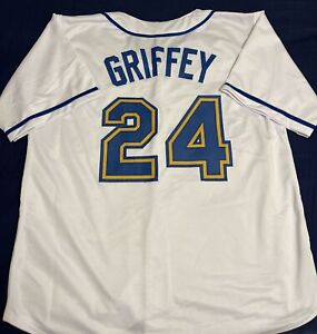 Ken Griffey Jr. Custom Throwback White Seattle Mariners Jersey Mens Size XL