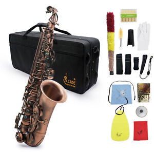 Professional Alto Saxophone Vintage Red Bronze Eb E-flat Sax W/ Carry Case Q6E7