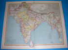 1907 ORIGINAL MAP INDIA PUNJAB KASHMIR BENGAL PAKISTAN CEYLON MUMBAI TIBET SIGHS