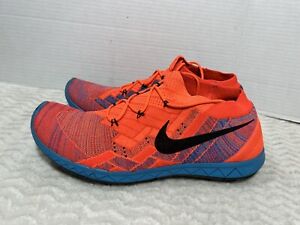 Nike Free 3.0 Flyknit Men's Size 11 Running Shoes Hyper Orange Blue Lagoon