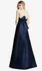 Alfred Sung Midnight Blue Strapless Satin A-Line Gown Size 0 $281 D842