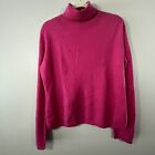 Apt.9 100% Cashmere Sweater Womens Large Fuchsia Turtleneck Long Sleeve Pullover