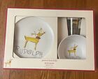 New Pottery Barn Kids Rudolph Red-Nosed Reindeer 3 Piece Plate Cup Tabletop Set