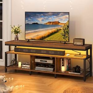 LED TV Stand Entertainment Center with Power Outlets Media Console For 70