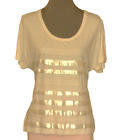 St John top 16  cream square sequin & fringed stripes fit? 1X 14 CRUISE WEAR