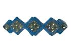 Turquoise Gold Rhinestone Crystal Beads 7” lace Trim appliqués  1 Piece