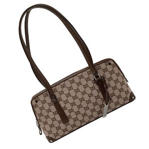 GUCCI Shoulder Bag Handbag Beige Brown GG Canvas 001 4283 Authentic