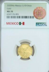 2020 MEXICO 1/10 ONZA GOLD LIBERTAD NGC MS 70 PERFECTION VERY LOW MINTAGE