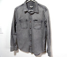 Vintage Calvin Klein Black Denim Shirt men's Large Faded Snap Button Slim Fit