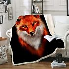 Fox Blanket Decor Soft Plush Sherpa Warm Animal Flowers Fleece Blankets Living