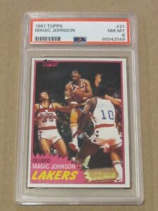 1981 Topps Basketball Magic Johnson #21 PSA 8 NM-MT L.A. Lakers HOF