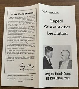 1960 JFK Kennedy & George Meany Jugate Picture General Union Campaign Brochure