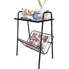End Table Skinny Side Table With Magazine Holder Vintage Nightstand Record Playe