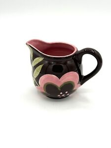 Gates Ware by Laurie Gates Ceramic Brown & Pink Creamer Floral