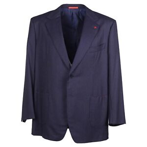 Isaia Classic-Fit Navy Blue Micro Chalk Stripe Soft Wool Suit 50R (Eu 60) NWT