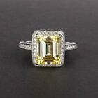 3.50Ct Emerald Lab Created Citrine Women's Wedding Ring 14K White Gold Finish.